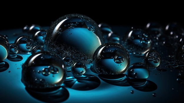 Acqua blu trasparente Bolle generate dall'IA