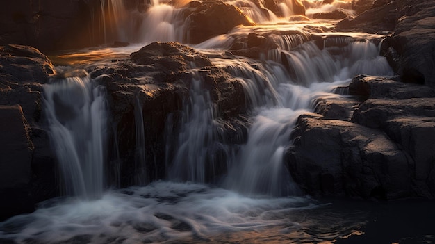 Acqua corrente della cascata della montagna