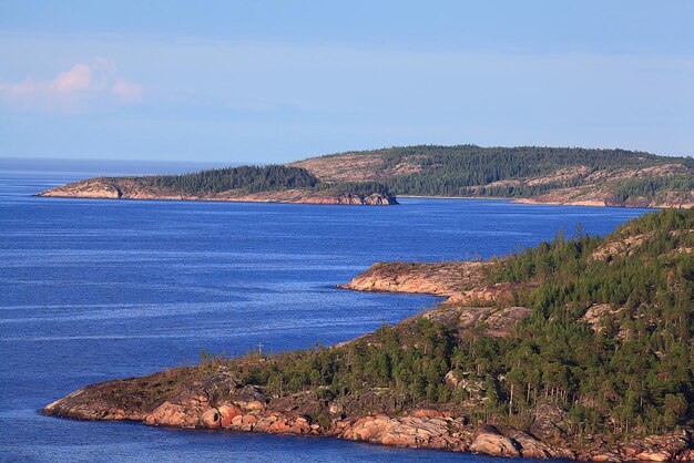 acqua costiera foresta di conifere cielo russia