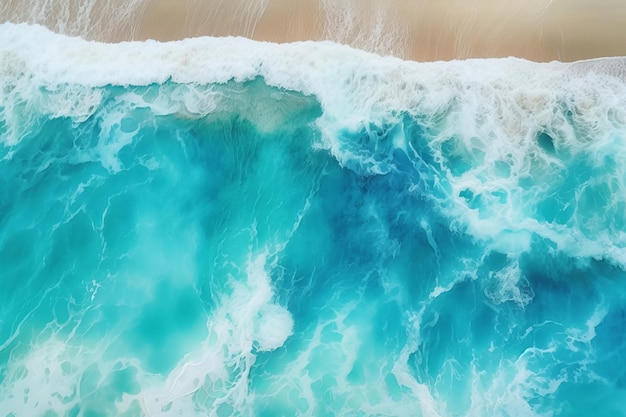 Acqua d'oceano turchese con spruzzi e schiuma