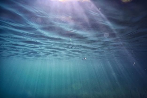 acqua dell'oceano sfondo blu raggi subacquei sole / astratto sfondo blu natura acqua