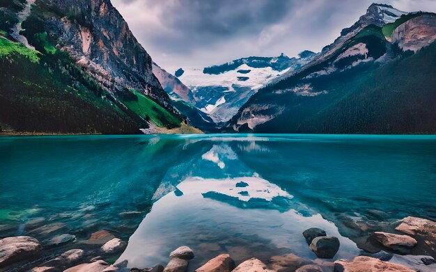 Acqua di lago in montagna ai generato