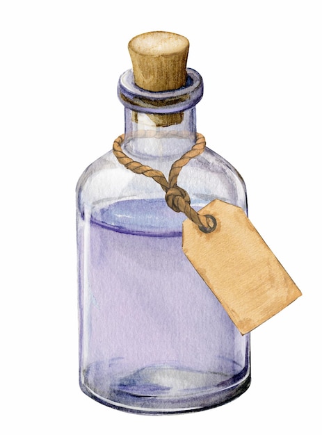 Acqua di lavanda in un acquerello di bottiglia