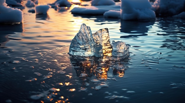 Acqua e un pezzo di ghiaccio