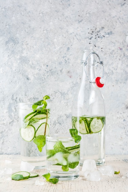 acqua infusa di menta e cetriolo