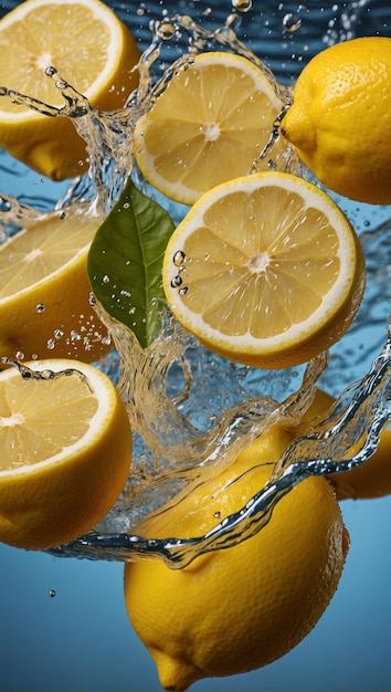 Acqua spruzzata sul limone fresco