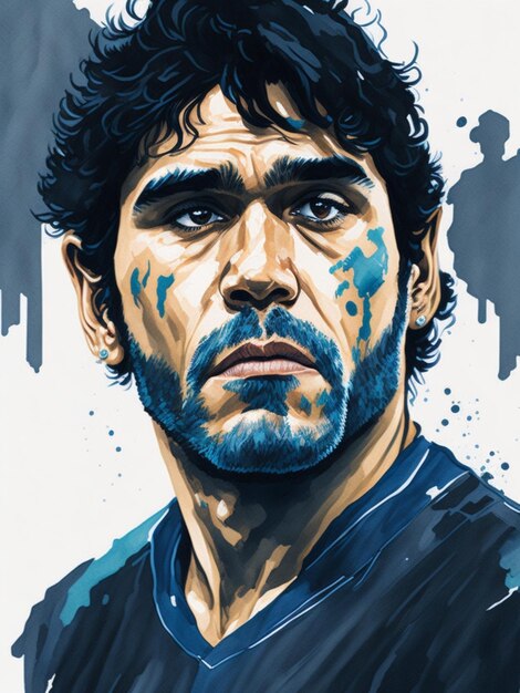 Acquarello di Diego Maradona