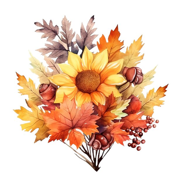 Acquarello in stile carino clipart autunnale