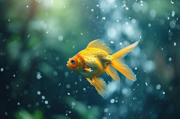 Acquario con singolo pesce dorato