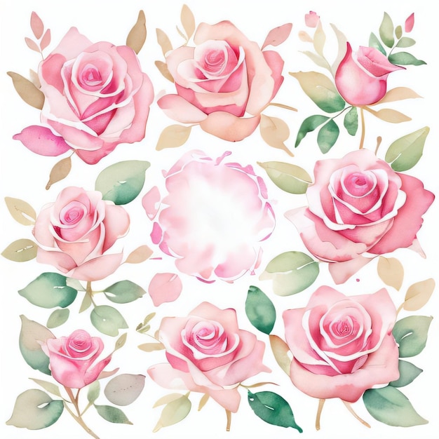 Acquerelli di rose rosa Clipart