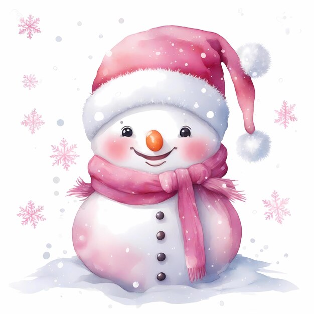 Acquerelli natalizi colorati del pupazzo di neve