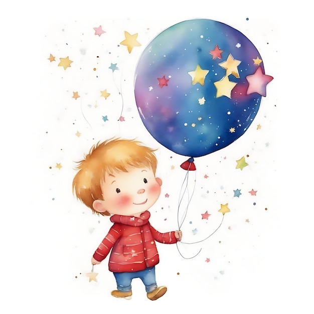 Acquerelli, palloncini magici, disegni animati per bambini pieni di gioia