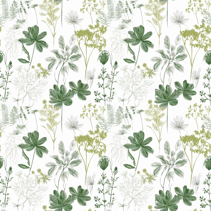 Foto acquerello a disegno botanico senza cuciture con foglie sfondio floreale delicato per tessuti tessili carta di avvolgimento ai generativa