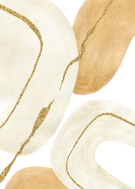 Acquerello a mano disegnato sfondo astratto con linee luccicanti forme beige Clipart disegnato a mano.