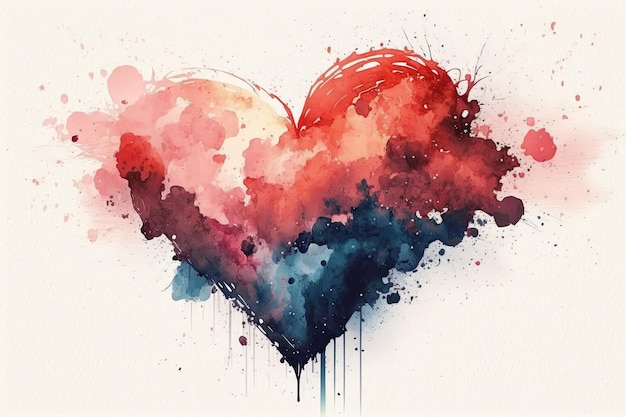 Acquerello amore idea cuore amore come relazione arte e pittura