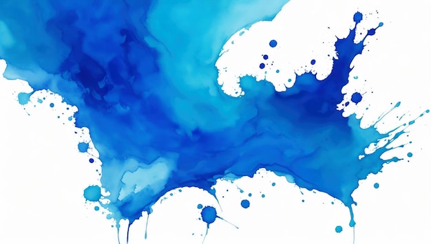 Acquerello astratto blu oceano texture di vernice su sfondo bianco