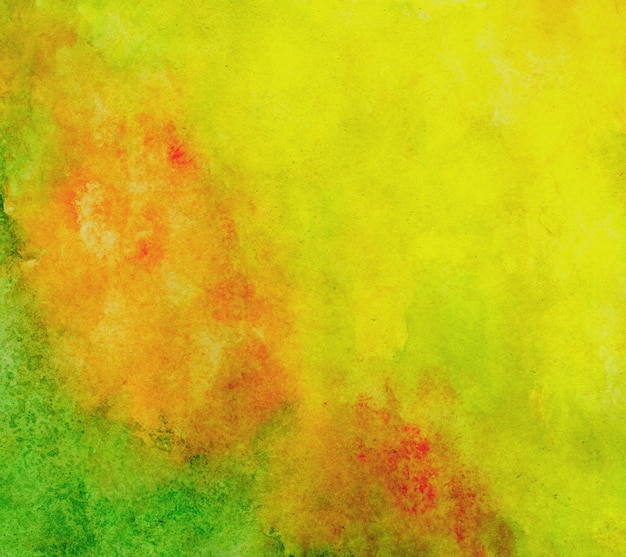 Acquerello astratto giallo, verde, rosso, disegno a mano