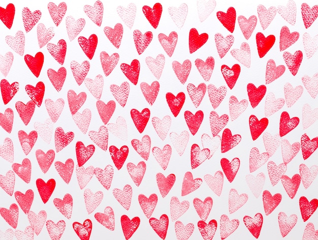 Acquerello astratto rosso, sfondo rosa cuore. Amore di concetto, cartolina d'auguri di San Valentino.