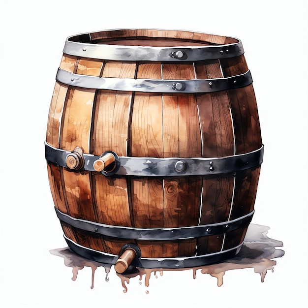 Acquerello Barrel western wild west cowboy illustrazione del deserto clipart