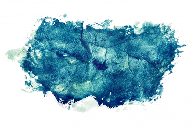 Acquerello blu scuro isolato su sfondi bianchi, mano dipinto su carta stropicciata