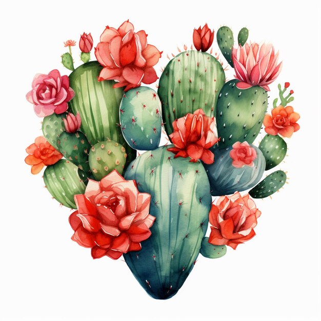 Acquerello Cactus di San Valentino