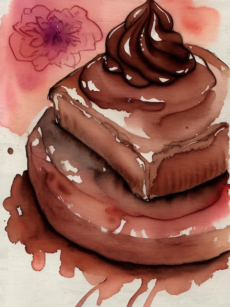 Acquerello Cioccolato Pittura Illustrazione Artistica Riproduzione Opera Acrilica