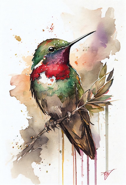 acquerello colibrì