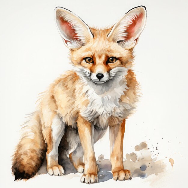 Acquerello colorato Fennec Fox Illustrazione Generative Ai