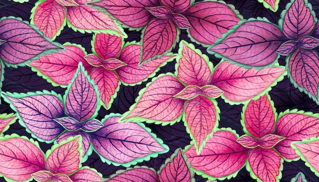 Acquerello colorato foglie tropicali seamless pattern di sfondo.