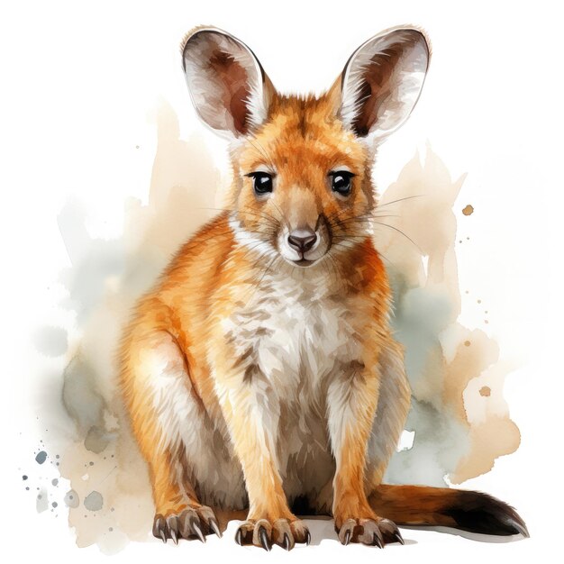 Acquerello colorato Wallaby Illustrazione generativa Ai