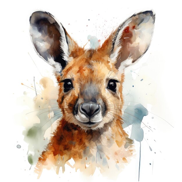 Acquerello colorato Wallaby Illustrazione generativa Ai