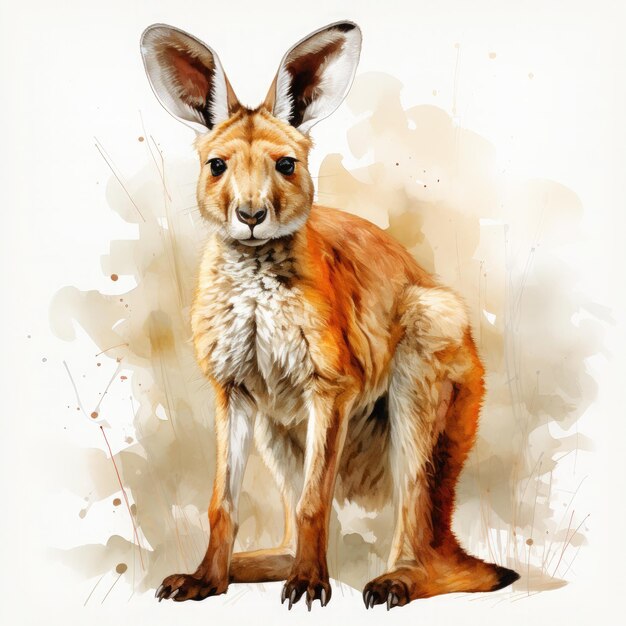 Acquerello colorato Wallaby Illustrazione generativa Ai