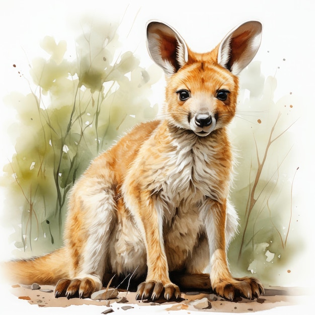 Acquerello colorato Wallaby Illustrazione generativa Ai