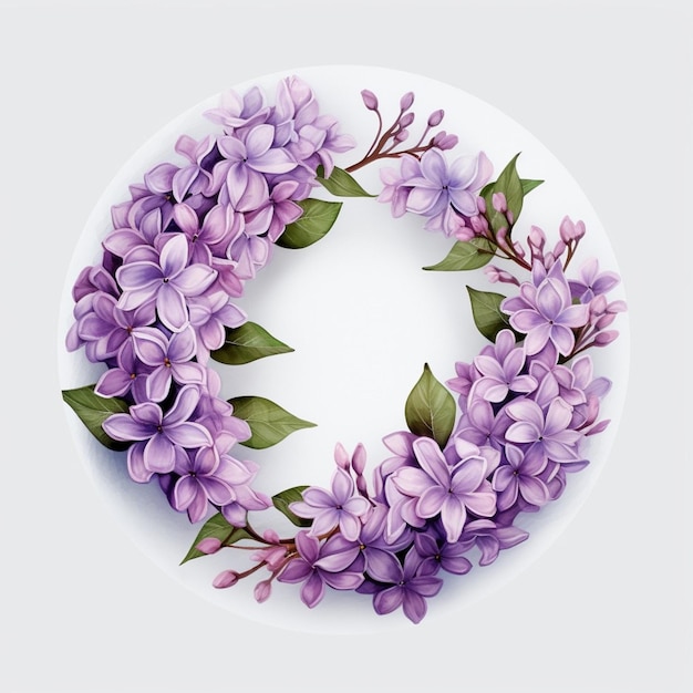 acquerello corona realistica fiore di lilac su sfondo bianco
