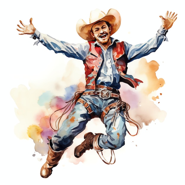 acquerello cowboy rodeo clown western wild west cowboy illustrazione del deserto clipart