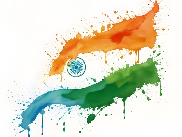 Acquerello della bandiera indiana tricolore