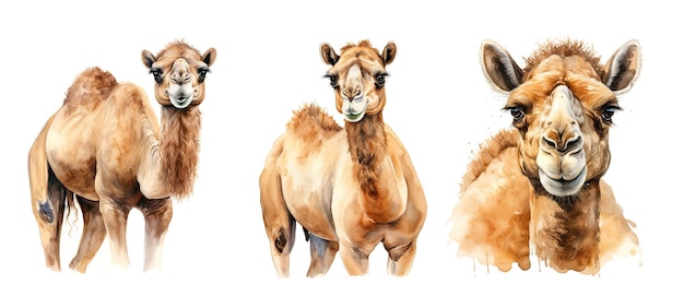 Acquerello di cammello della natura ai generato sullo sfondo disegno di animale del deserto viaggio illustrazione colorata dell'acquerello di camello della natura