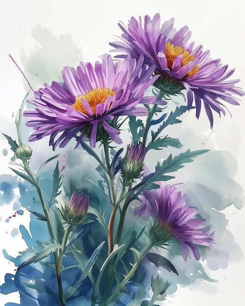 Acquerello di fiore di aster