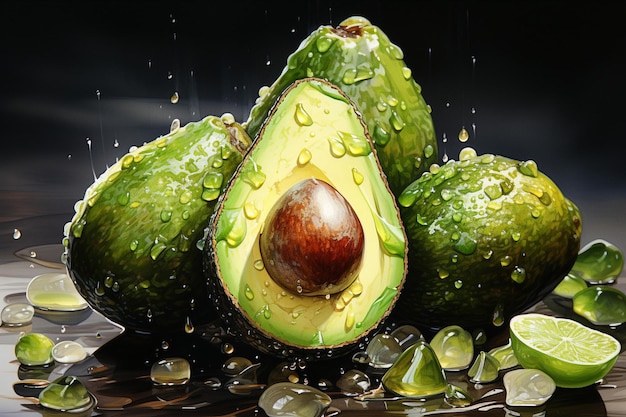 Acquerello di frutta di avocado