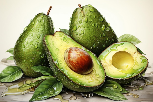 Acquerello di frutta di avocado