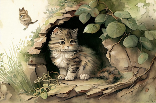 acquerello di gatti, illustrazioni di libri di fiabe, arte stampabile di gatti, illustrazioni di gatti, poster di gatti