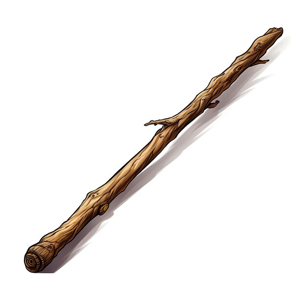 Acquerello di gioco all'aperto Gilli Danda indiano colore legno naturale legno lungo su bianco BG Clipart inchiostro