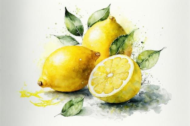 Acquerello di limoni in stile acquerello dipinto a mano