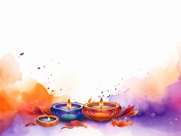 Acquerello Diwali Greeting Card Banner Mockup Feste indù Generative AI