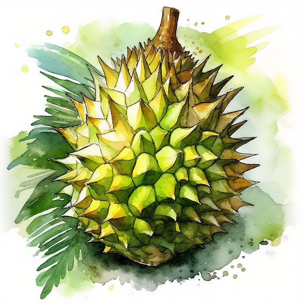 acquerello durian clipart sfondo bianco