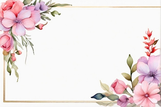 Acquerello elegante cornice floreale disegno di sfondo
