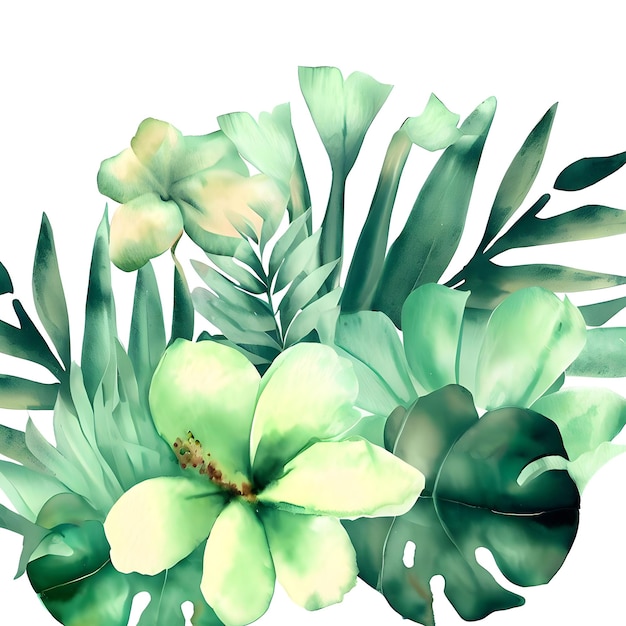 acquerello Fiore verde sfondo ai_generated