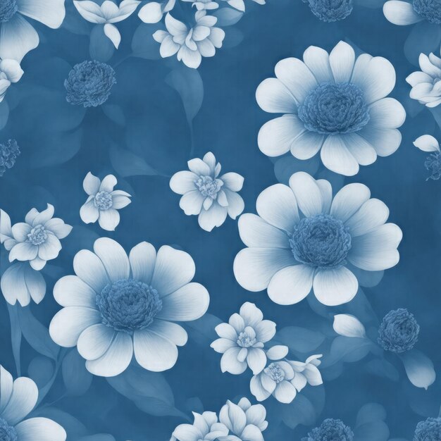 Acquerello fiori blu Progettazione di modelli senza giunture con sfondo