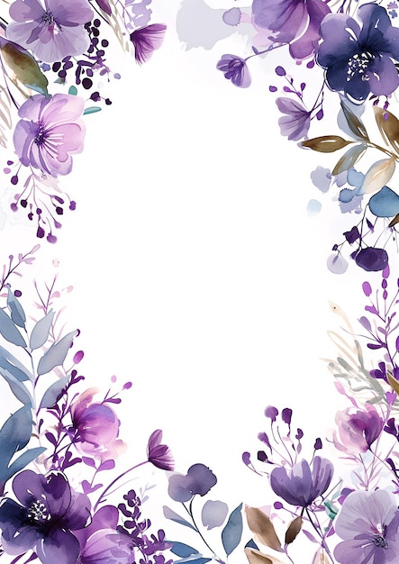 Acquerello fiori botanici cornice sfondo con spazio libero per invitare carta di nozze ai generato