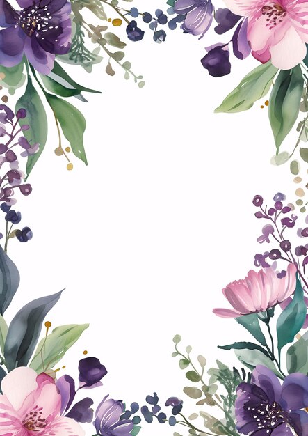 acquerello fiori botanici cornice sfondo con spazio libero per invitare il modello della carta ai generato